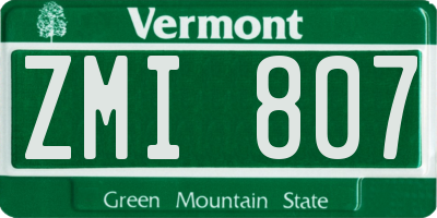 VT license plate ZMI807