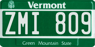 VT license plate ZMI809