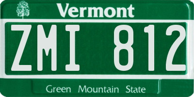 VT license plate ZMI812