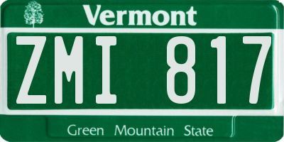 VT license plate ZMI817
