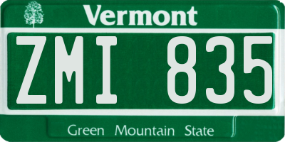 VT license plate ZMI835