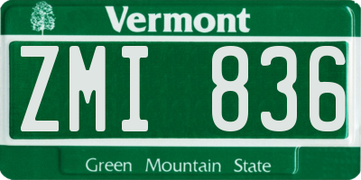 VT license plate ZMI836