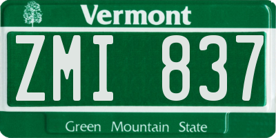 VT license plate ZMI837