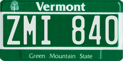 VT license plate ZMI840