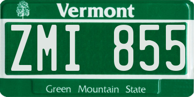 VT license plate ZMI855