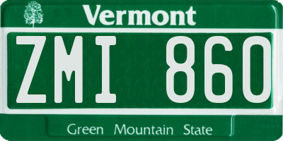 VT license plate ZMI860