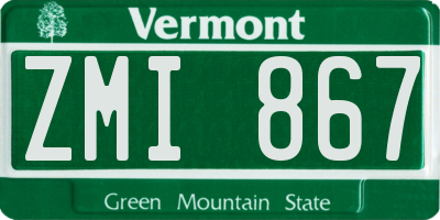 VT license plate ZMI867