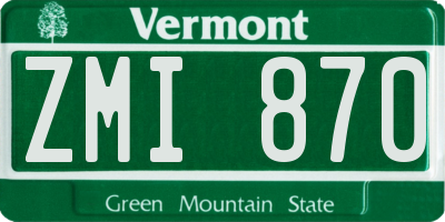 VT license plate ZMI870