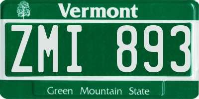 VT license plate ZMI893