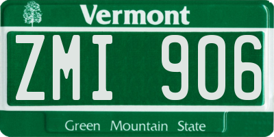 VT license plate ZMI906