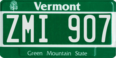 VT license plate ZMI907