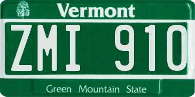 VT license plate ZMI910
