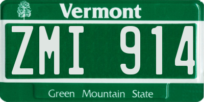VT license plate ZMI914