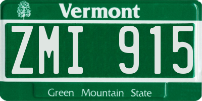 VT license plate ZMI915