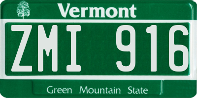 VT license plate ZMI916
