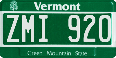 VT license plate ZMI920