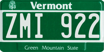 VT license plate ZMI922