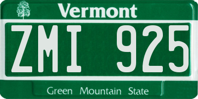 VT license plate ZMI925