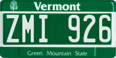VT license plate ZMI926