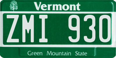 VT license plate ZMI930