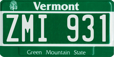 VT license plate ZMI931