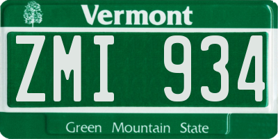 VT license plate ZMI934
