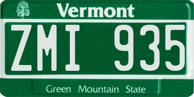 VT license plate ZMI935