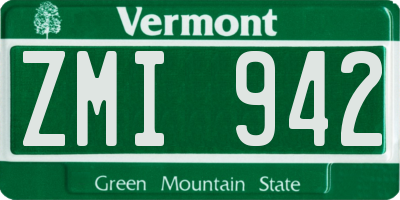 VT license plate ZMI942