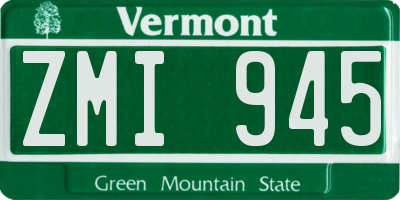 VT license plate ZMI945