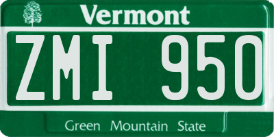 VT license plate ZMI950