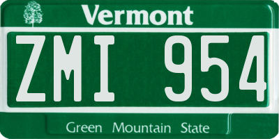 VT license plate ZMI954