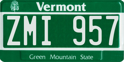 VT license plate ZMI957