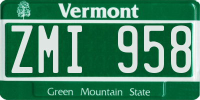 VT license plate ZMI958
