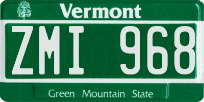 VT license plate ZMI968