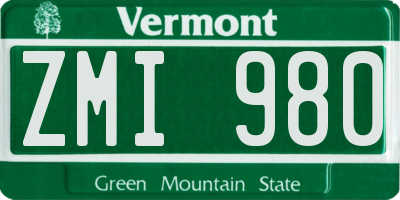 VT license plate ZMI980