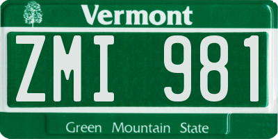 VT license plate ZMI981