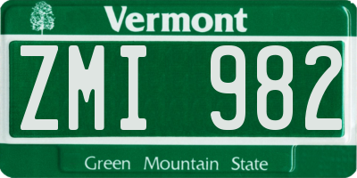 VT license plate ZMI982