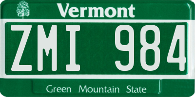 VT license plate ZMI984