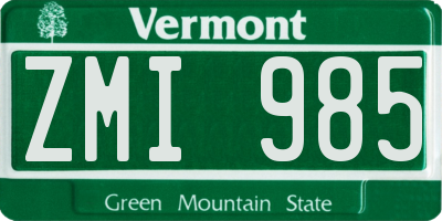 VT license plate ZMI985