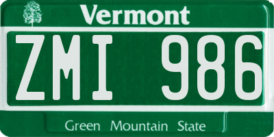 VT license plate ZMI986