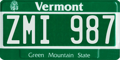 VT license plate ZMI987