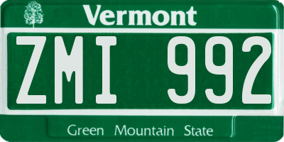 VT license plate ZMI992