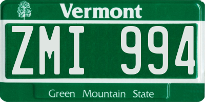 VT license plate ZMI994