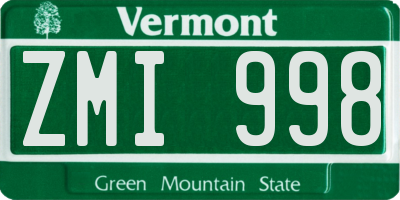 VT license plate ZMI998