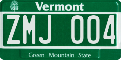 VT license plate ZMJ004