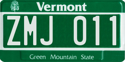 VT license plate ZMJ011