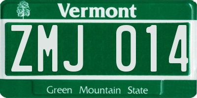 VT license plate ZMJ014