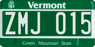 VT license plate ZMJ015