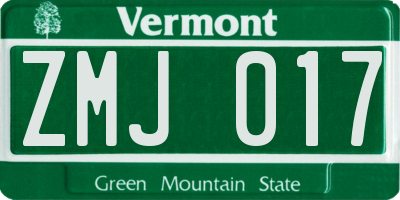 VT license plate ZMJ017