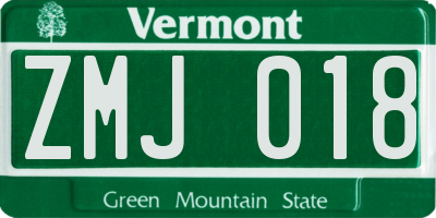 VT license plate ZMJ018